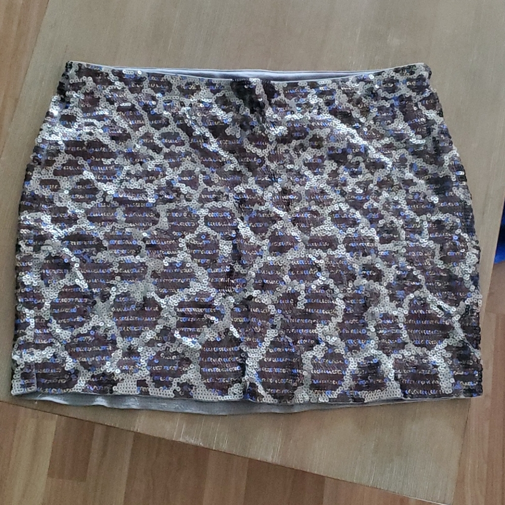 Express Sequin Mini Skirt in sequin animal print